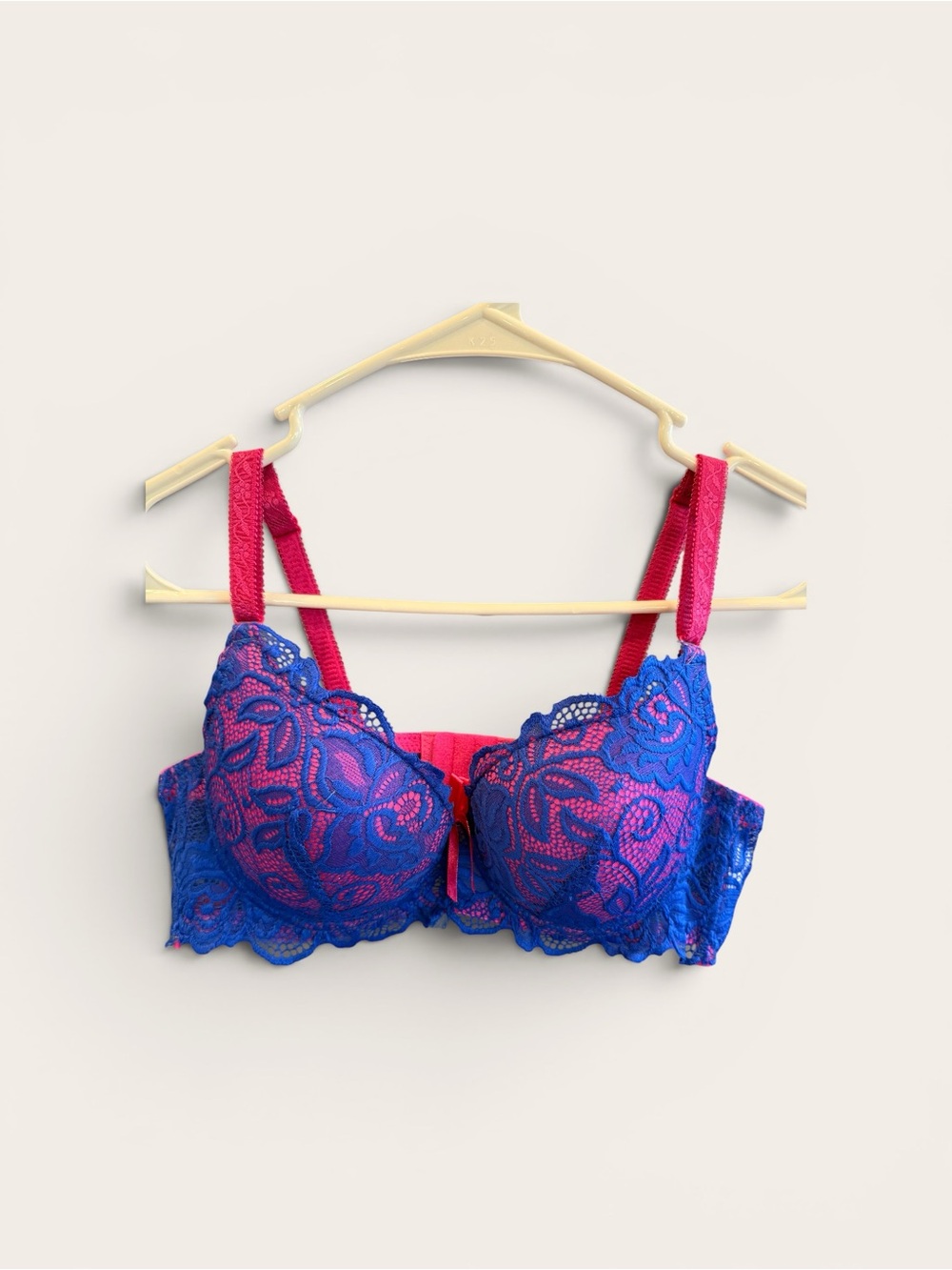 Source Unknown Blue and Pink Lace Underwire Bra NWOT